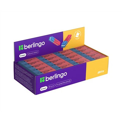 Ластик Berlingo "Blitz", скошенный, комбинированный, натуральный каучук, 42*14*8мм