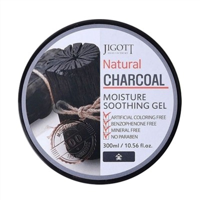Jigott Увлажняющий универсальный гель с древесным углем / Natural Charcoal Moisture Soothing Gel, 300 мл