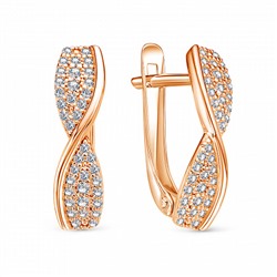 Серьги с фианитом позолоченные серебро 925*