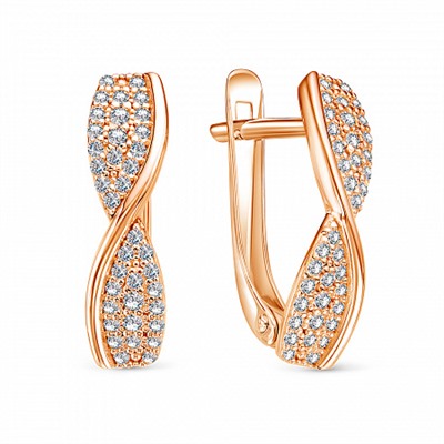 Серьги с фианитом позолоченные серебро 925*