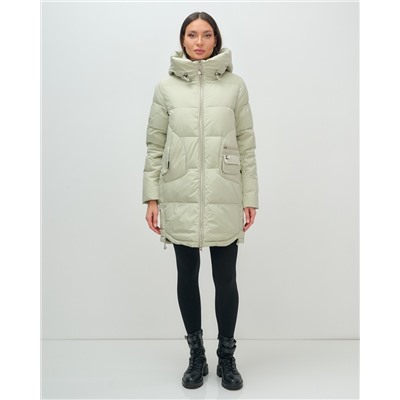 Куртка зимняя женская с капюшоном модная салатового цвета 3193Sl