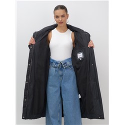 Пальто зимнее утепленное с капюшоном женское черного цвета 7748Ch