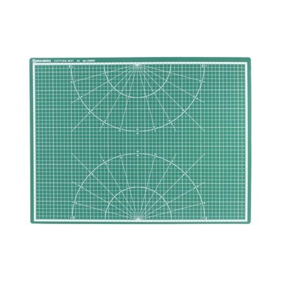 Коврик (мат) для резки BRAUBERG 3-слойный, А2 (600х450мм), двусторонний, толщина 3мм, зеленый,236903