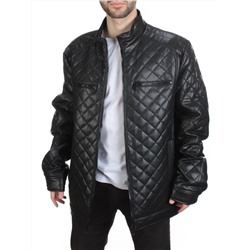 198-1 BLACK Куртка из эко-кожи мужская (50 гр. синтепон)