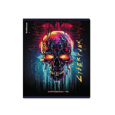 Тетрадь 48 листов в клетку ErichKrause Cyberpunk, обложка мелованный картон, металлизированная ламинация, твин-лак, блок офсет 100% белизна, МИКС