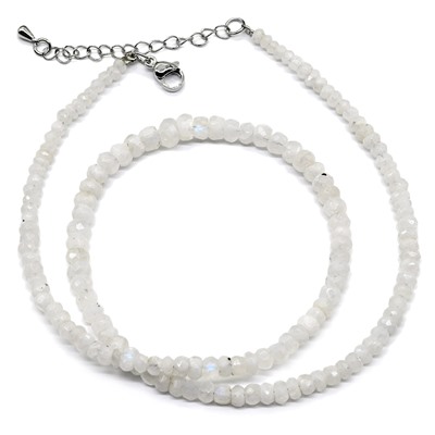 Бусы из Лунного камня адуляра рондель огранка на увеличение, 42см, 12,9г.