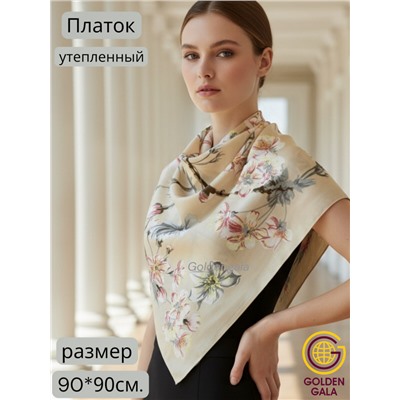 Платок утепленный "Цветы яблони" Арт 2025/04 (бежевый)