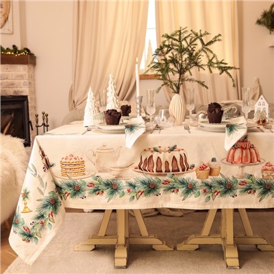 Скатерть новогодняя "Этель" New Years treat 150х110см +/-3см с ВГМО, 100%хл, саржа 190гр/м2