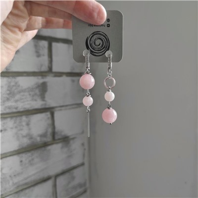 Серьги розовый кварц асимметричные