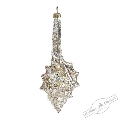 Ракушка Мурекс серебряная винтаж (стекло) 6х5х14,5 см