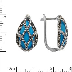 Серьги 'Кат' с им бирюзы и марказитами ТАСН.353БЗN