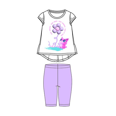 Комплект для девочки: футболка, леггинсы укороченные