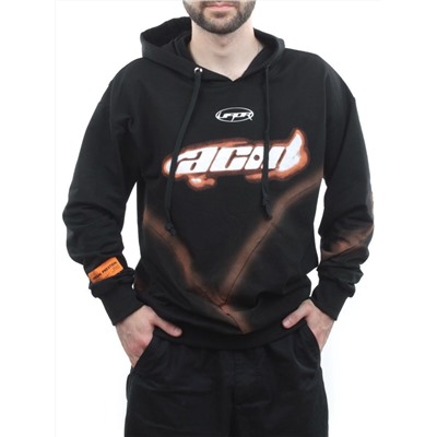2652 BLACK/ORANGE Толстовка мужская (75% хлопок, 20% полиэстер, 5% спандекс)