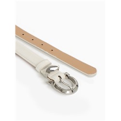 Ремень женский, 110×2.3 см, пряжка металл, серебристая, белый