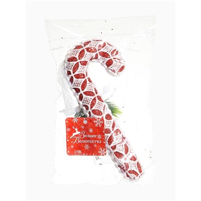 Ёлочная игрушка «Леденец » кружево шишка, 7×15 см, красно-белый