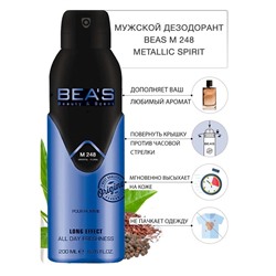 Дезодорант Beas M248 Zara Metallic Spirit For Men deo 200 ml, Дезодорант мужской Beas M248 создан по мотивам аромата Zara Metallic Spirit