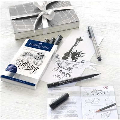Набор капиллярных ручек Faber-Castell "Pitt Artist Pen Lettering" оттенки серого