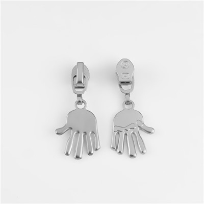 Бегунок для молнии «Спираль», №3, «Ладонь», 10 шт., цвет никель