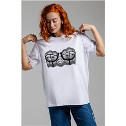 Женская футболка 8591 / белый+корсет1