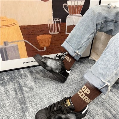 Shark, brand trousers, trend sports knee socks for men and women, internet celebrity, mid-length