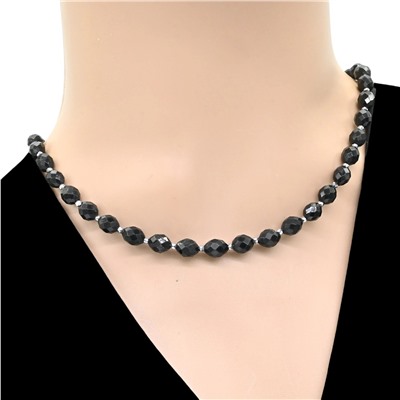 Бусы и браслет из Турмалина шерл граненые 6*8мм, 44см, 19см