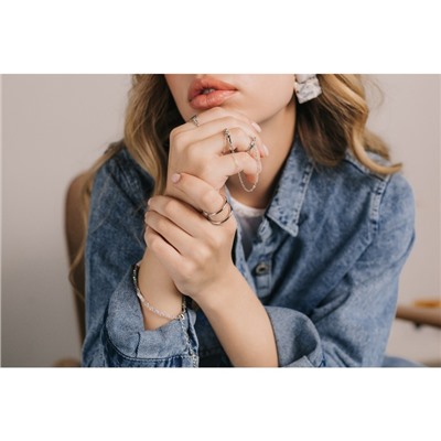 Кольцо «Модерн» линии, цвет серебро, безразмерное