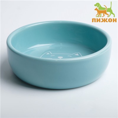 Миска керамическая "Meow" 300 мл, 13,4 x 4 cм, голубая