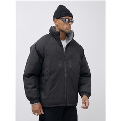 Куртка двухсторонняя мужская молодежная зимняя черного цвета 25308Ch