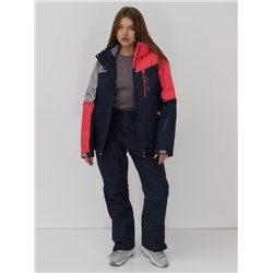 Горнолыжный костюм женский зимний УЦЕНКА малинового цвета 02818M