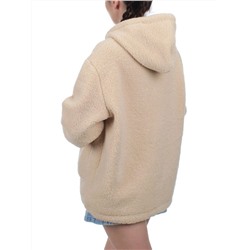 1003 BEIGE Куртка плюшевая демисезонная (65% хлопок, 35% полиэстер) оверсайз 44-54