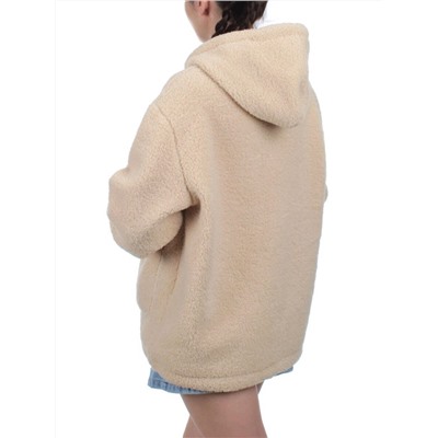 1003 BEIGE Куртка плюшевая демисезонная (65% хлопок, 35% полиэстер) оверсайз 44-54
