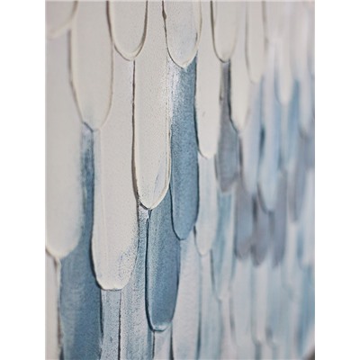 Панно декоративное с ручной росписью By Feel, 140х70 см, серо-голубое