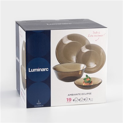 Столовый сервиз Luminarc «Амбьянте», 19 предметов, стекло, коричневый