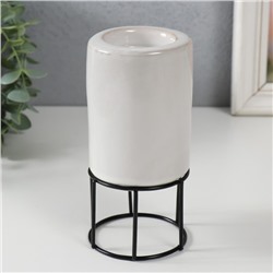 Подсвечник на 1 свечу «Столбик», керамика, металл, белый с чёрным, 7.4×7.4×15.3 см