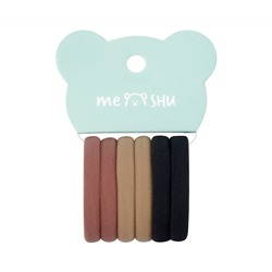 Резинки для волос MESHU "Essence thin", горчичные, каштановые, черные, 6шт., европодвес