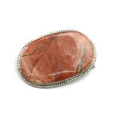 Брошь яшма "Овал" 52*35мм.