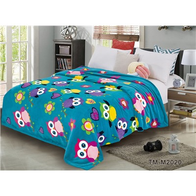 Декоративная подушка из велсофта  Совушки бирюзовый