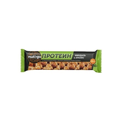 «Nut&Go», батончик Protein миндаль и арахис, 36 г (упаковка 18 шт)