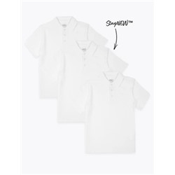 3pk Unisex Pure Cotton School Polo Shirts (2-16 Yrs)