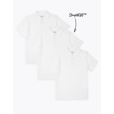 3pk Unisex Pure Cotton School Polo Shirts (2-16 Yrs)