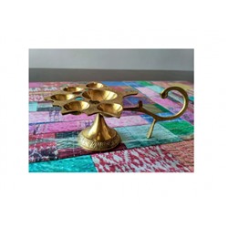 Панчмукхи Дипак (Дия) из Латуни с Ручкой, Panchmukhi Deepak (Diya) With Brass Handle, произв. Kalyan Puja