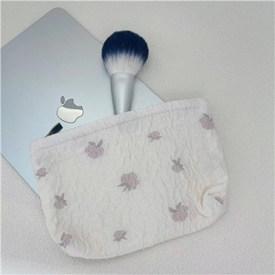 Brand capacious cosmetic bag, travel bag, handheld storage system, small clutch bag, liner, with embroidery, high-quality style