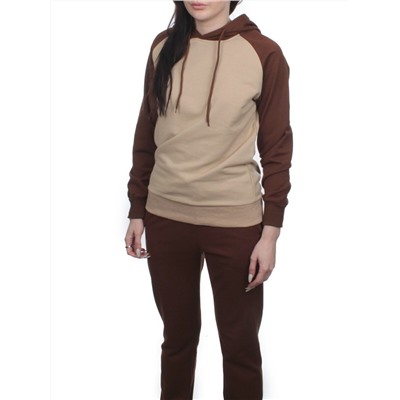 NOE103 BROWN/BEIGE Костюм спортивный женский (хлопок 90%, полиэстер 10%)