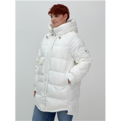 Куртка зимняя женская с капюшоном модная белого цвета 7341Bl