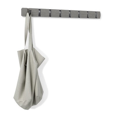 Вешалка настенная Flip, 81 см, 8 крючков, серая/олово