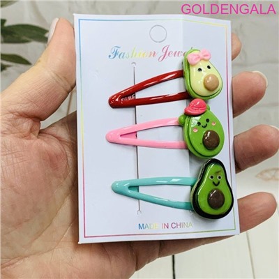 Набор детских зажимов АВОКАДО для волос "Тик-так" 3 шт микс ТК5