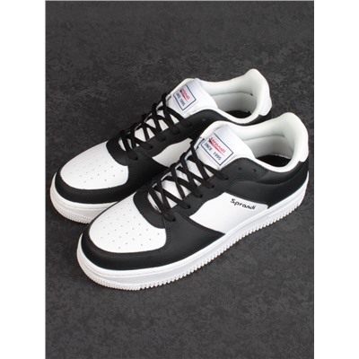 05-P112-4 BLACK/WHITE Кроссовки женские (искусственная кожа)