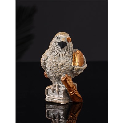 Фигурка гипс «Ворон с книгами», 8 см, серый с бронзой