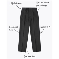 Boys' Regular Leg Slim Fit School Trousers (2-18 Yrs)