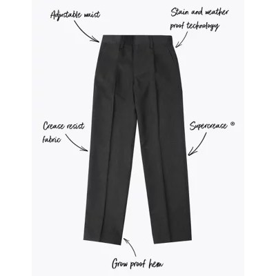Boys' Regular Leg Slim Fit School Trousers (2-18 Yrs)